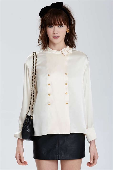 chanel bluse weiß cropped|Chanel blouses and tops.